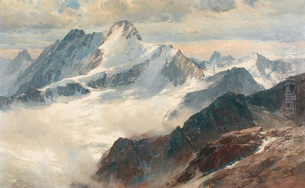 Blick Auf Das Schreckhorn Im Berner Oberland Oil Painting by Edward Theodore Compton