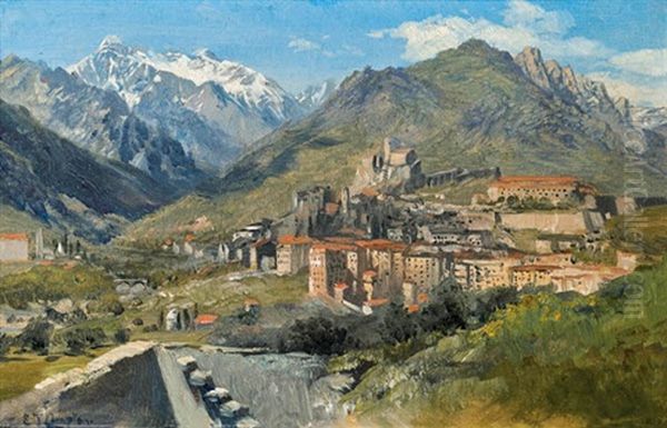 Stadt Im Gebirge Oil Painting by Edward Theodore Compton