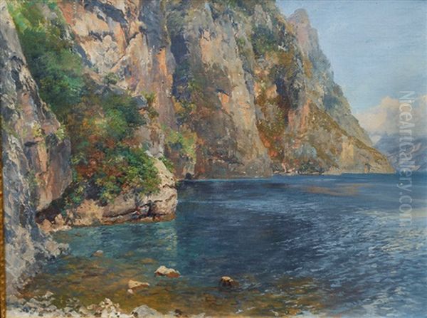 The Lake Garda Near Limone Oil Painting by Edward Theodore Compton