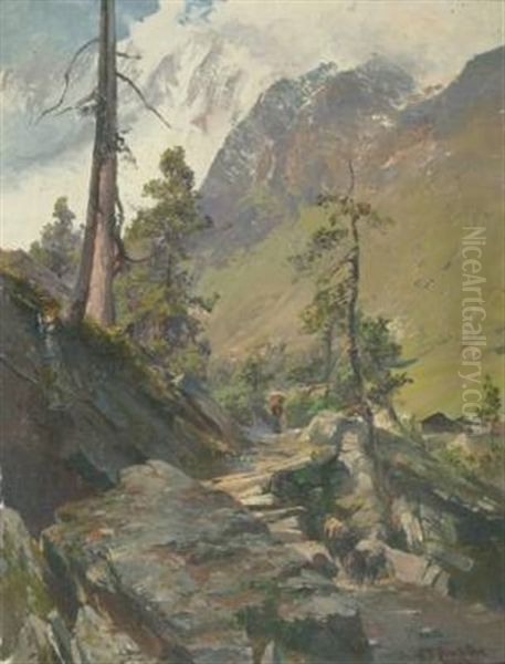 Ein Weg Im Hochgebirge Oil Painting by Edward Theodore Compton