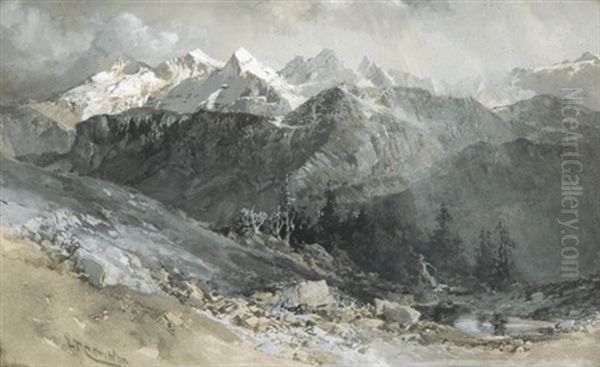 Alpen Landscape Oil Painting by Edward Theodore Compton