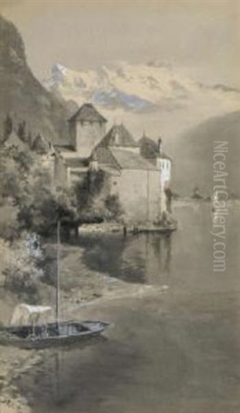 Schloss Chillon Am Genfer See Oil Painting by Edward Theodore Compton