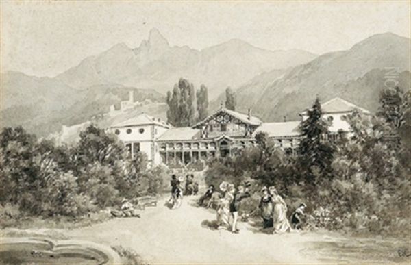 Kurhaus In Bad Ischl Oil Painting by Edward Theodore Compton