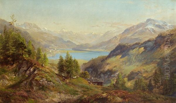 Engadin, Silvaplanasee Oil Painting by Edward Theodore Compton