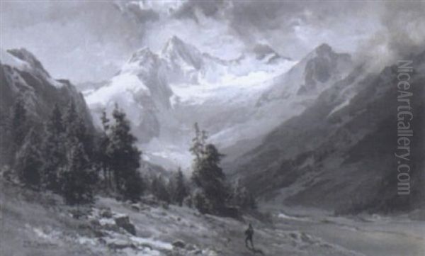 Wild-gerlosthal Und Reichenspitze Oil Painting by Edward Theodore Compton