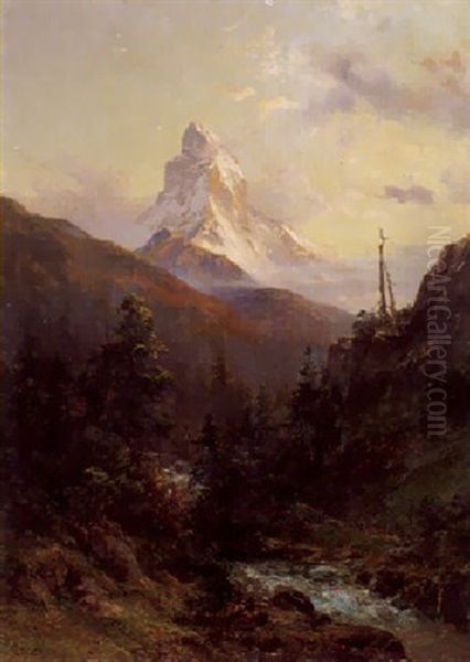 Das Matterhorn In Der Abenddammerung Oil Painting by Edward Theodore Compton