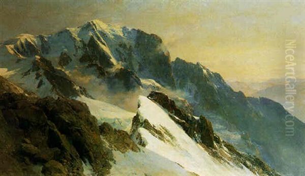 Sunlit Alpine Landscape Oil Painting by Edward Theodore Compton