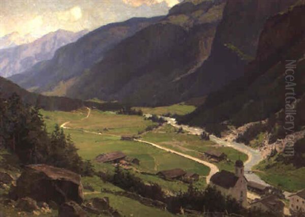 Blick Ins Tal Oil Painting by Edward Theodore Compton