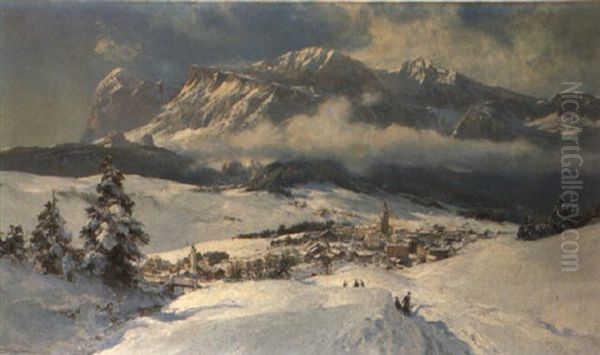 Panoramablick Auf Cortina D'ampezzo by Edward Theodore Compton