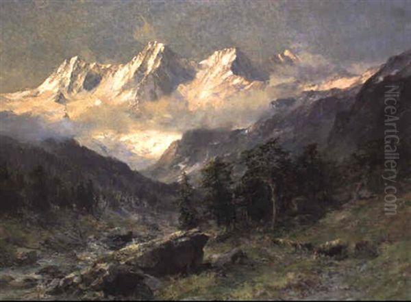 Hochgebirgslandschaft Mit Wolkenstreifen Oil Painting by Edward Theodore Compton