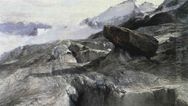 Glacier D'argentieres Mit Aiguille Du Tour Oil Painting by Edward Theodore Compton