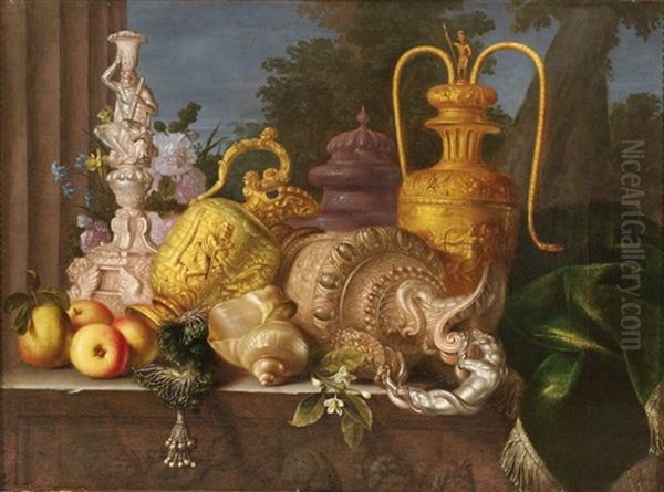 Nature Morte A L'aiguiere Et Coquillage Oil Painting by Meiffren Comte