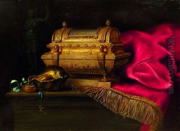 Nature Morte Au Coffre Et Tapis Oil Painting by Meiffren Comte