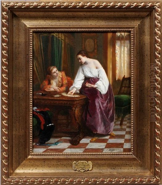 Two Women Oil Painting by Pierre Charles Comte