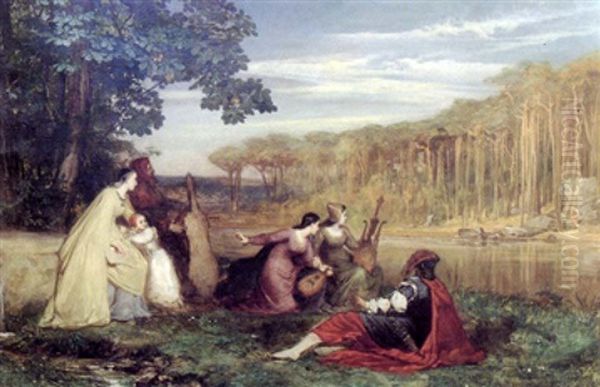 Le Dante Oil Painting by Pierre Charles Comte