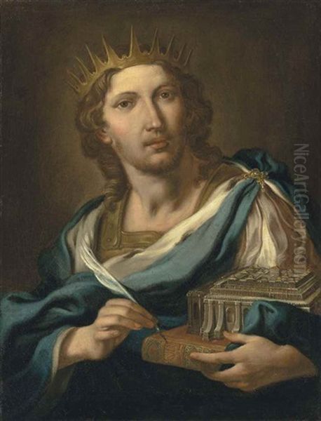 King Solomon Holding A Model Of The First Temple Oil Painting by Sebastiano Conca