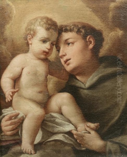 Saint Francis With The Christ Child Oil Painting by Sebastiano Conca