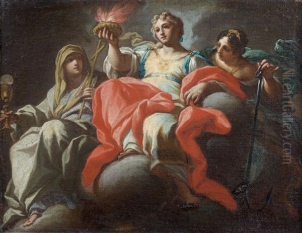 Allegories De La Foi, L'espoir Et La Charite Oil Painting by Sebastiano Conca