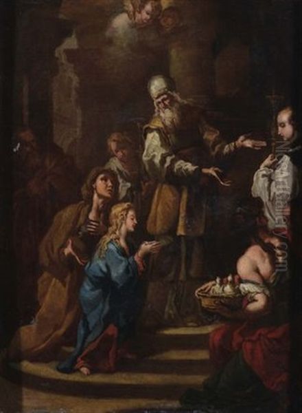 Presentazione Della Vergine Al Tempio Oil Painting by Sebastiano Conca