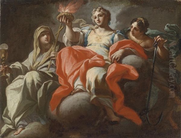 Allegorische Darstellung Von Glaube, Hoffnung Und Barmherzigkeit Oil Painting by Sebastiano Conca