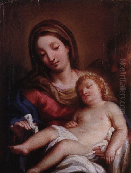 Maria Mit Dem Kind Und Joseph Oil Painting by Sebastiano Conca