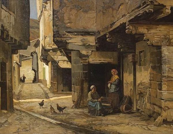 Une Rue D'alet (aude) Oil Painting by Henri Andrieu