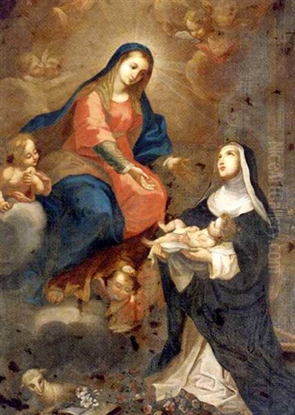 The Madonna And Child In Glory With Saint Catherine Of Siena Oil Painting by Sebastiano Conca