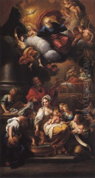 Nativita Della Vergine Oil Painting by Sebastiano Conca