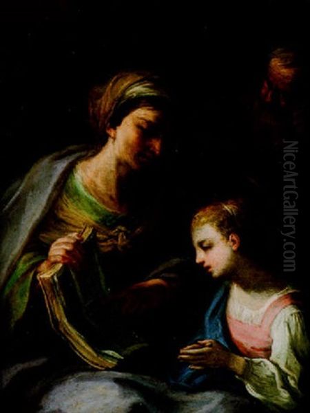 The Education Of The Virgin Oil Painting by Sebastiano Conca