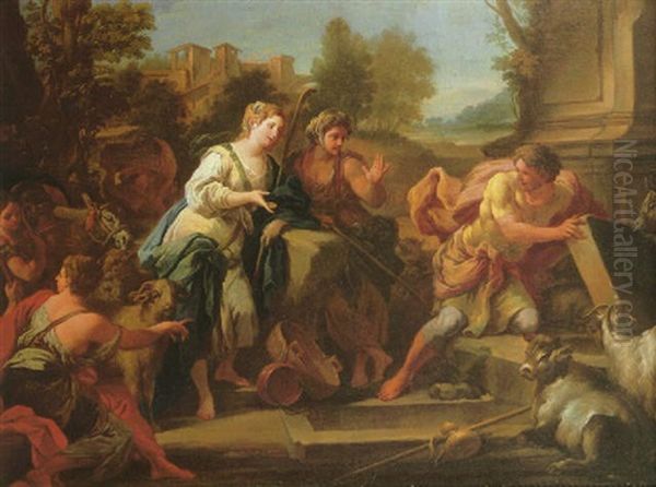 Rachel At The Well Oil Painting by Sebastiano Conca