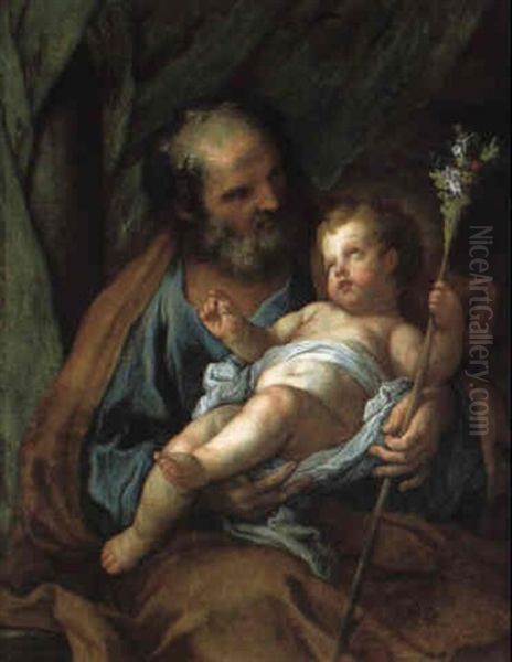 Der Heilige Josef Mit Dem Jesusknaben Oil Painting by Sebastiano Conca