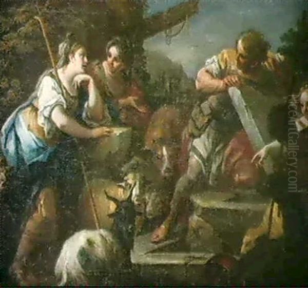 Moise Et Les Filles De Jethro Oil Painting by Sebastiano Conca