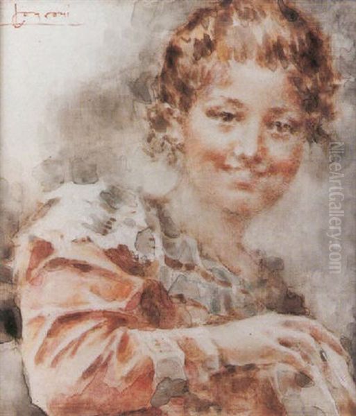 Ritratto Di Fanciulla Oil Painting by Luigi Conconi