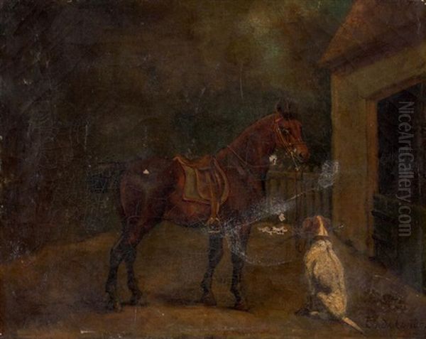 Chien Dans Une Ecurie Oil Painting by Charles-Fernand de Condamy