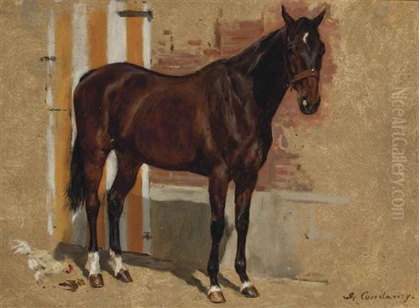 Un Cheval Avec Une Poule Oil Painting by Charles-Fernand de Condamy