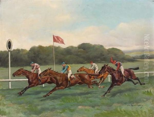 Arrivee De Course Oil Painting by Charles-Fernand de Condamy