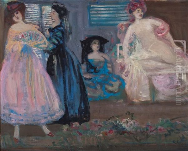 Ladies On The Terrace Oil Painting by Charles Conder