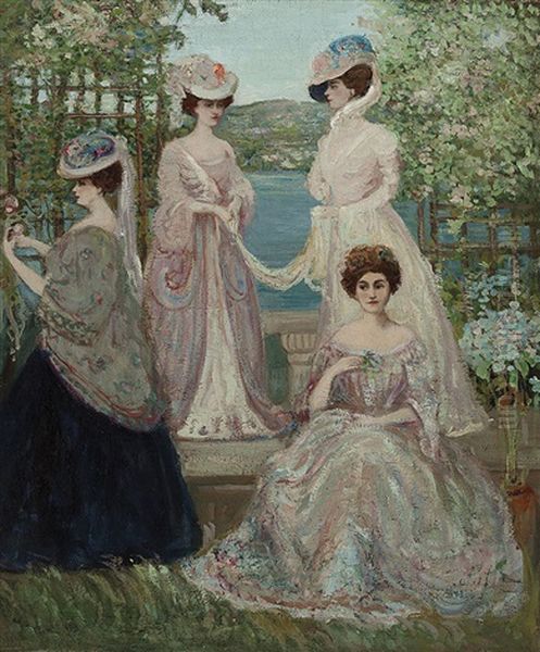 Four Ladies On A Terrace by Charles Conder