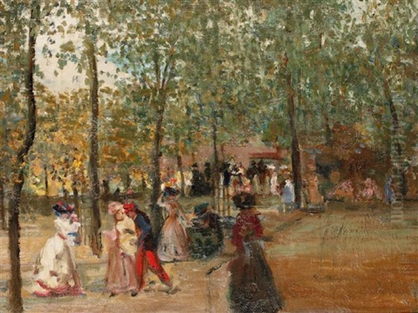 Luxembourg Gardens Oil Painting by Charles Conder