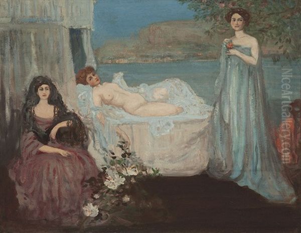 Reve Diurne (day Dream)(the Land Of Dreams, And, Ladies On A Terrace) Oil Painting by Charles Conder