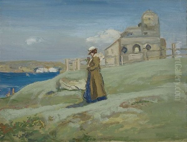 Sea And Cliffs, Newquay, Cornwall Oil Painting by Charles Conder