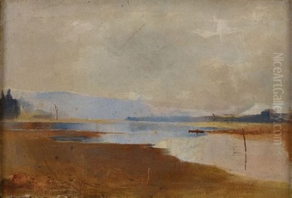 River Landscape Oil Painting by Charles Conder