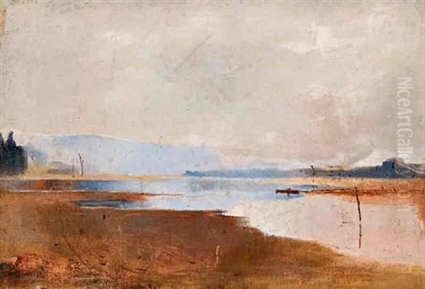 River Landscape Oil Painting by Charles Conder