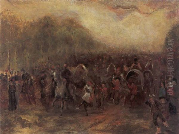 The Departure Of Burke And Wills From Royal Park, Melbourne Oil Painting by Charles Conder