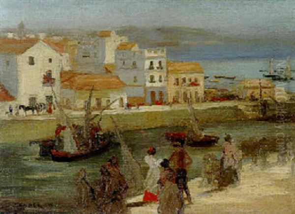 Quayside Oil Painting by Charles Conder