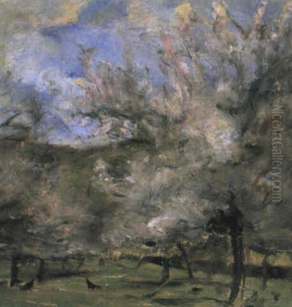 Apple Blossom At Dennemont Oil Painting by Charles Conder