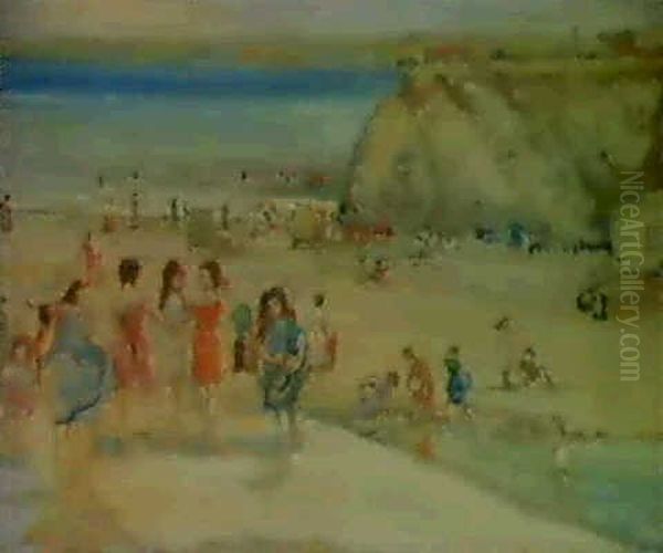 Newquay Sands Oil Painting by Charles Conder