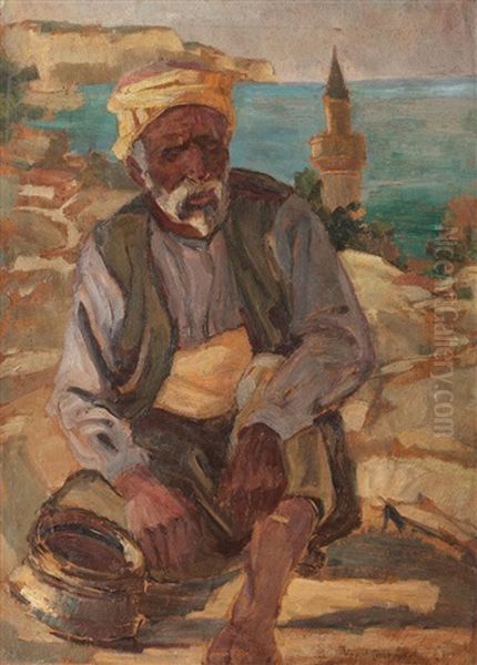 Turc La Balcic Oil Painting by Virgil Condoiu