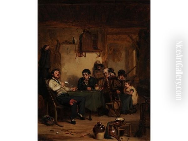 Unexpected News; Interior With Family Group Oil Painting by Nicholas Condy