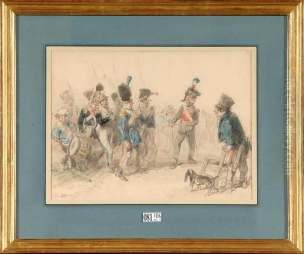 Le Defile Devant Monsieur Le Maire Oil Painting by Auguste Clement Andrieux